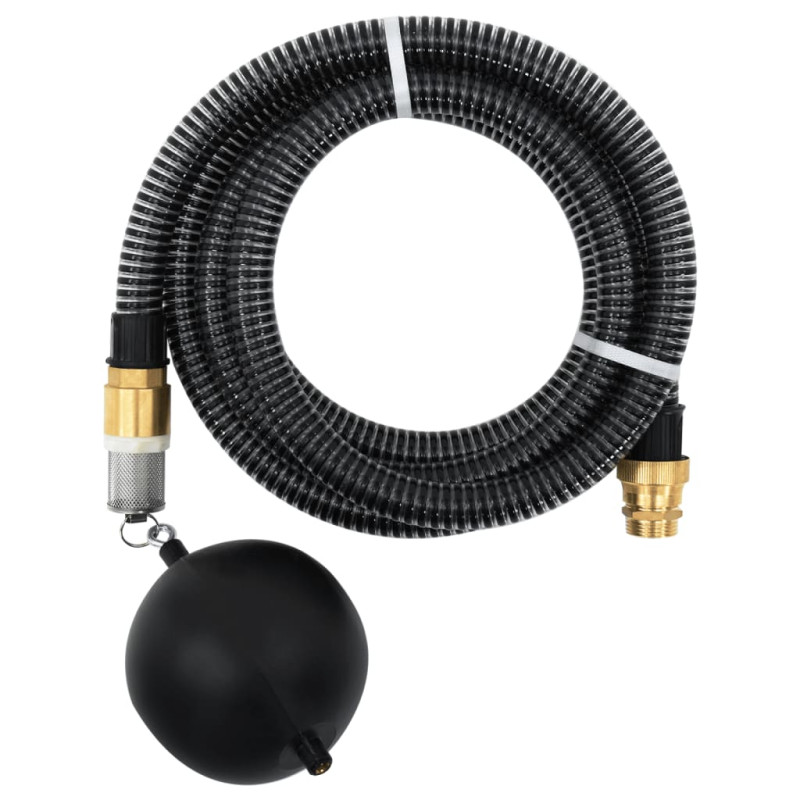 Tuyau d aspiration avec raccords en laiton noir 1,1" 3 m PVC