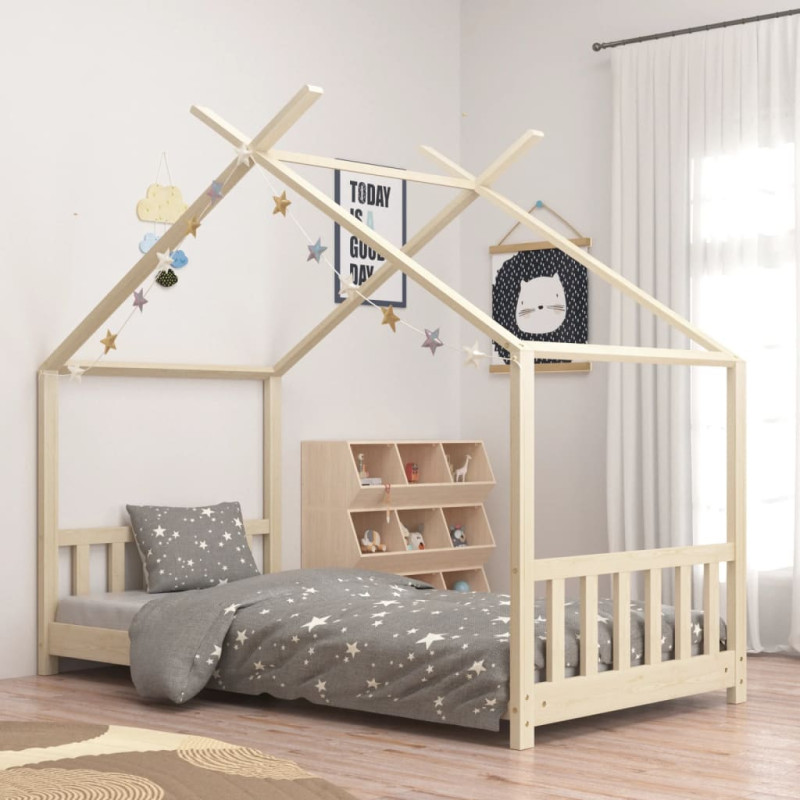 Cadre de lit d enfant Bois de pin massif 70x140 cm