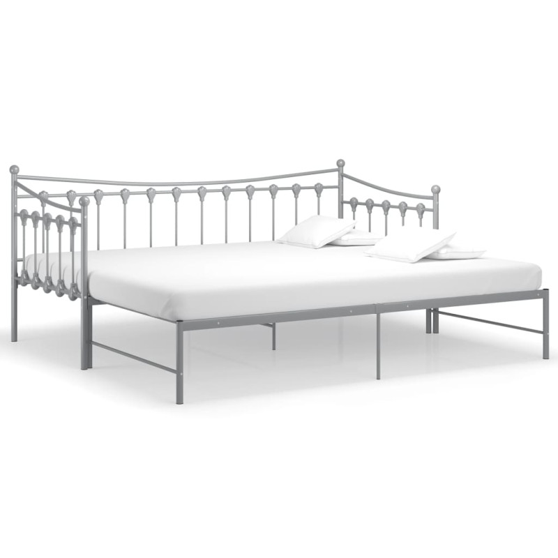 Cadre de canapé lit extensible sans matelas gris métal 90x200cm