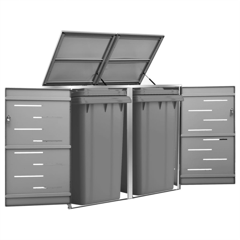 Abri pour deux poubelles 138x77,5x112,5 cm Inox