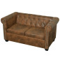 Canapé Chesterfield 2 places cuir artificiel marron 