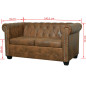 Canapé Chesterfield 2 places cuir artificiel marron 