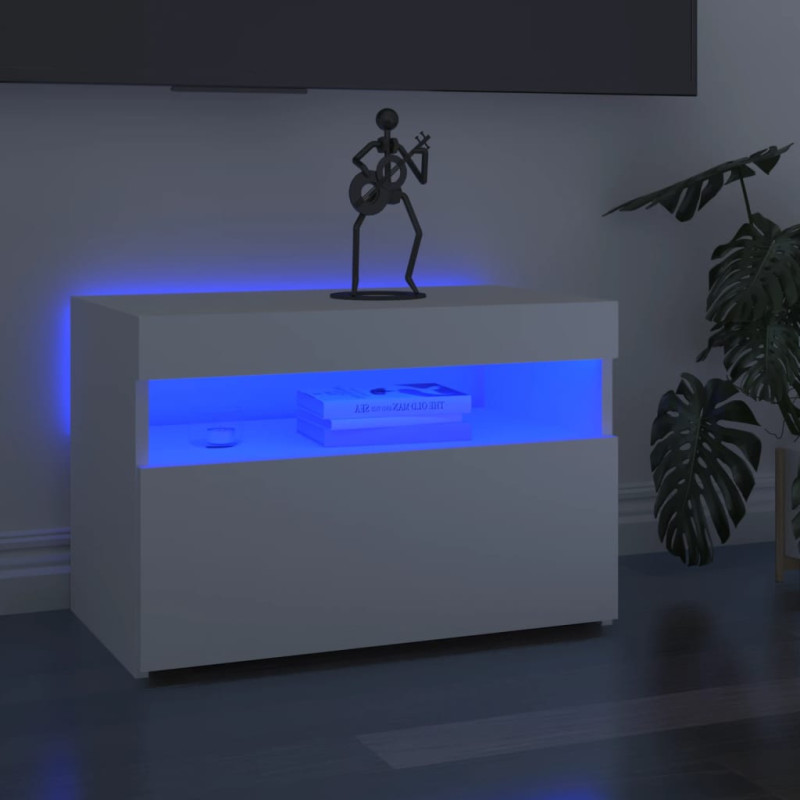 Meuble TV avec lumières LED blanc 60x35x40 cm