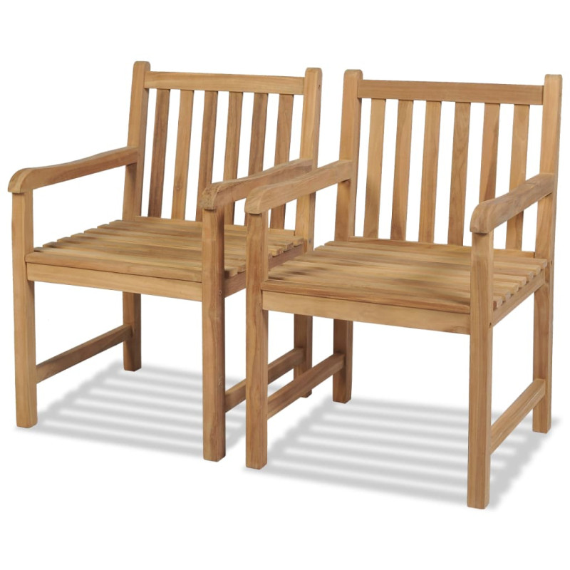 Chaises d extérieur lot de 2 Bois de teck solide