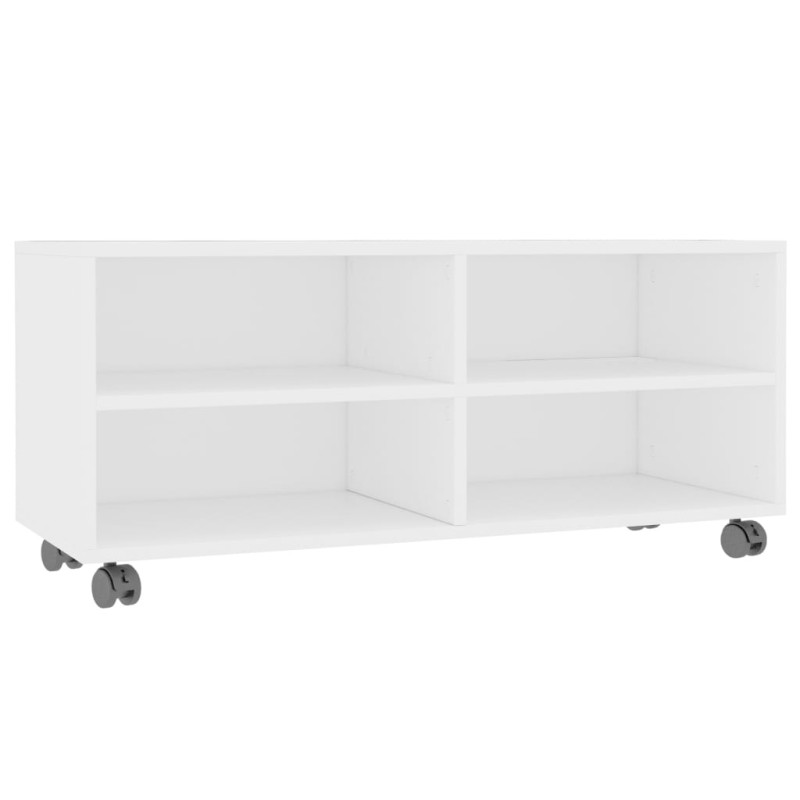 Meuble TV avec roulettes Blanc 90x35x35 cm Bois d ingénierie