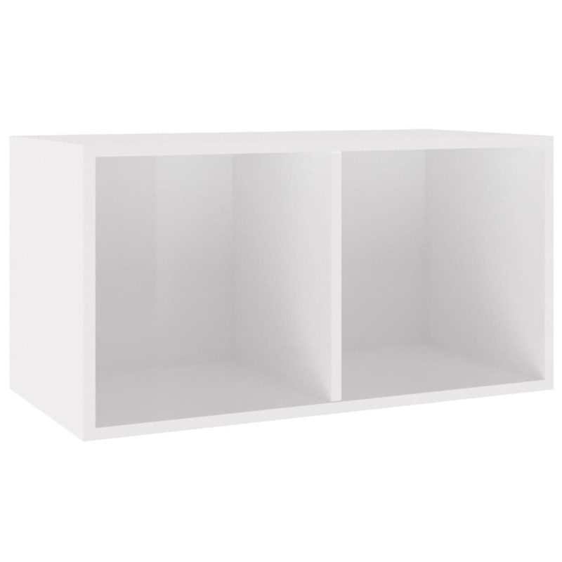 Boîte de rangement de vinyles Blanc brillant 71x34x36 cm