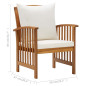 Chaises de jardin avec coussins lot de 2 Bois d acacia massif