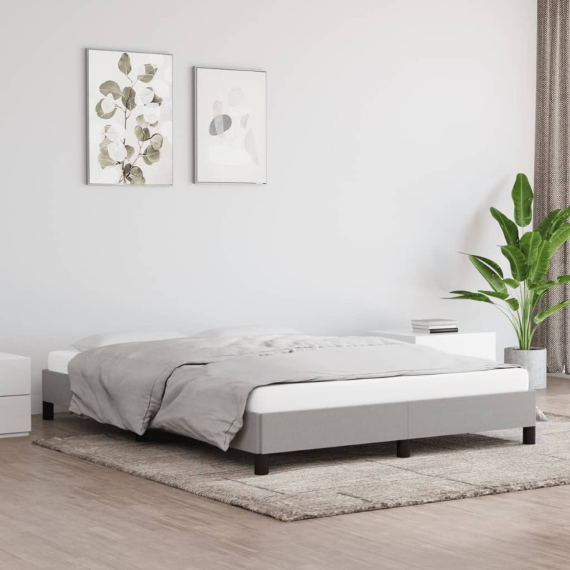 Cadre de lit sans matelas gris clair 140x190 cm tissu