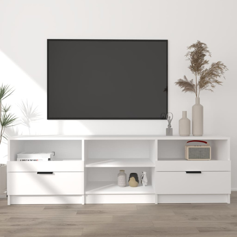 Meuble TV Blanc 150x33,5x45 cm Bois d ingénierie