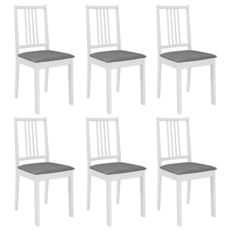 Chaises à manger avec coussins lot de 6 blanc bois solide