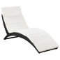 Chaise longue pliable avec coussin Résine tressée Noir