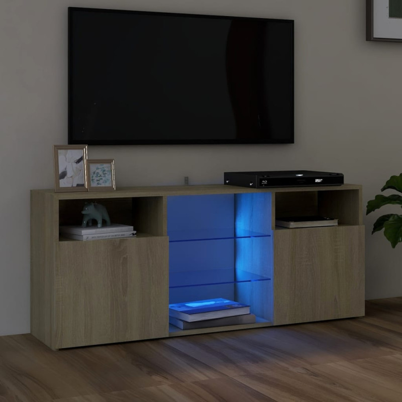 Meuble TV avec lumières LED chêne sonoma 120x30x50 cm