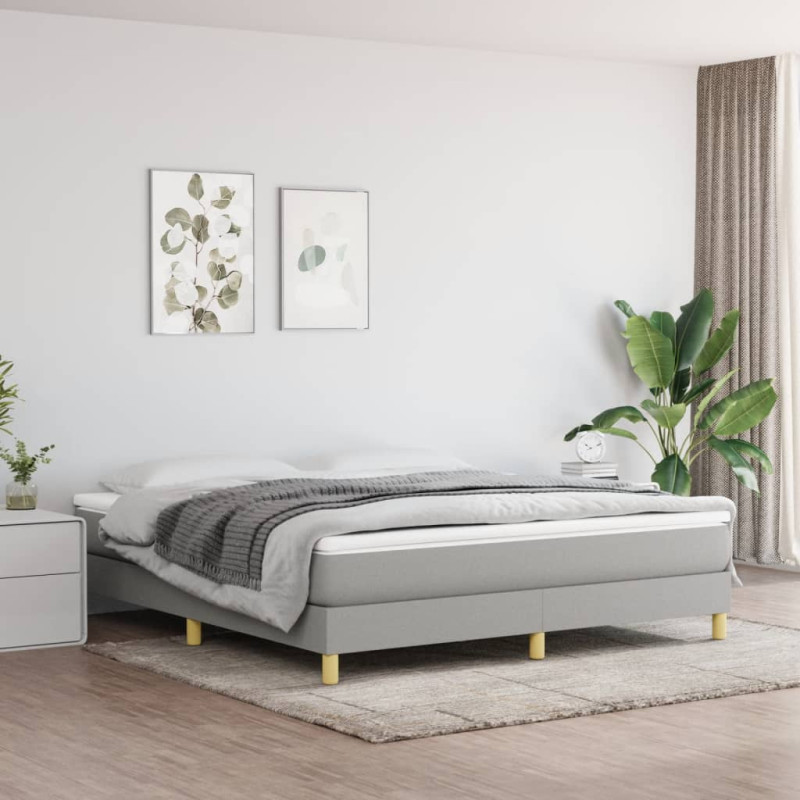 Cadre de lit sans matelas gris clair 180x200 cm tissu