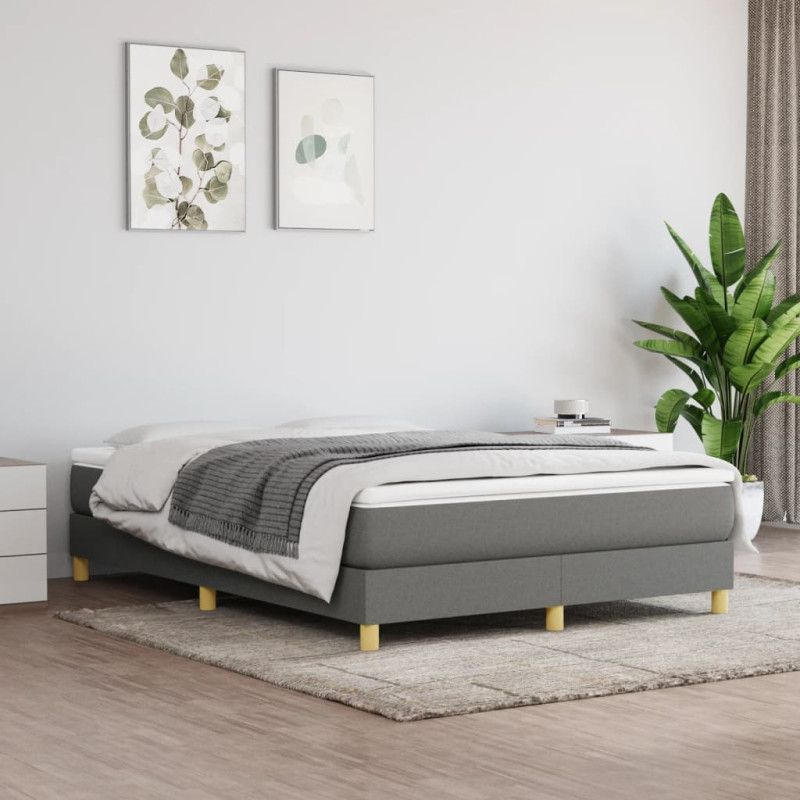 Cadre de lit sans matelas gris foncé 140x190 cm tissu