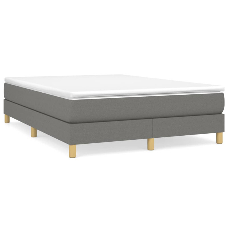 Cadre de lit sans matelas gris foncé 140x190 cm tissu