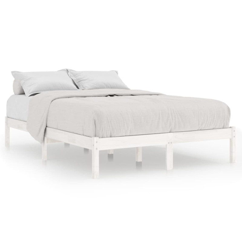 Cadre de lit sans matelas blanc bois massif 140x200 cm