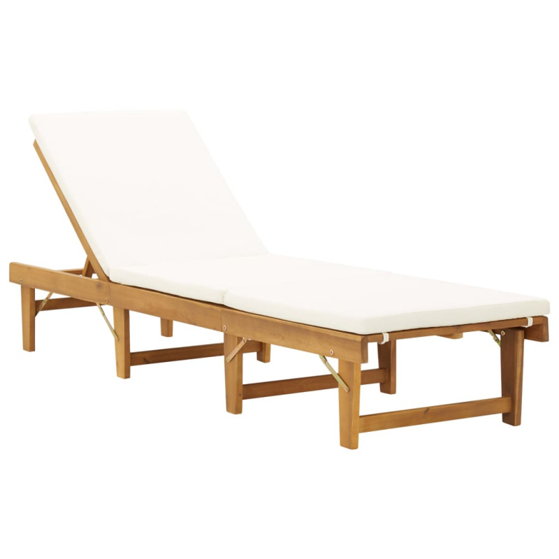 Chaise longue pliante avec coussin Bois d acacia solide