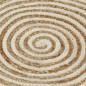 Tapis fait à la main Jute avec design de spirale Blanc 90 cm