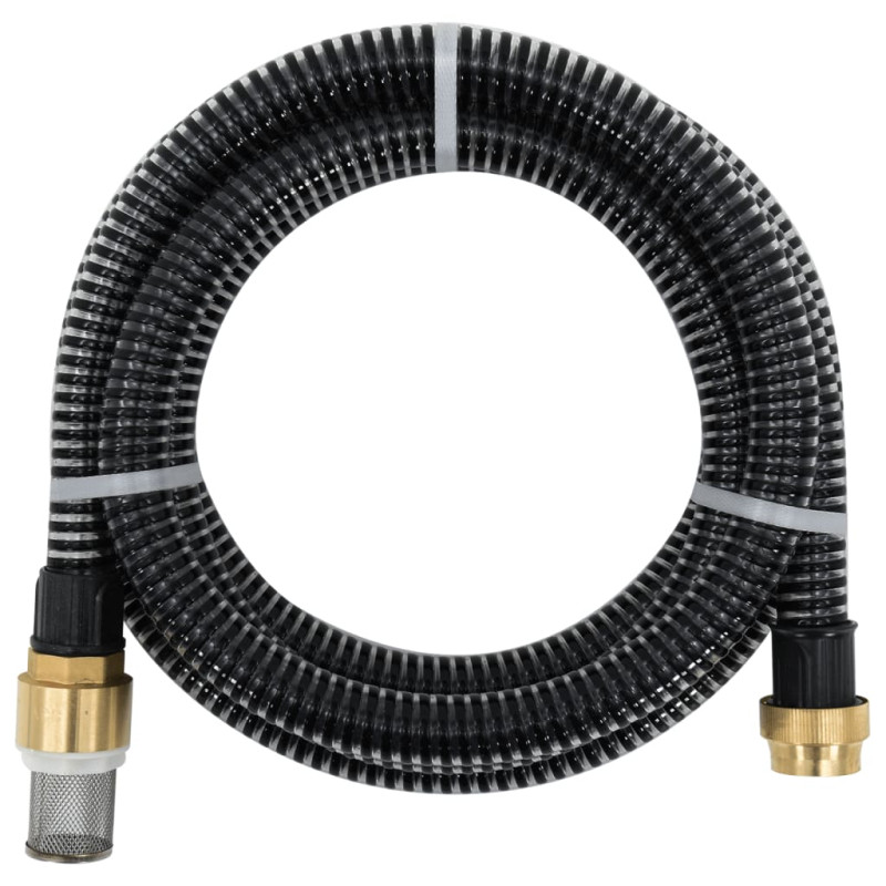 Tuyau d aspiration avec raccords en laiton noir 1,1" 10 m PVC