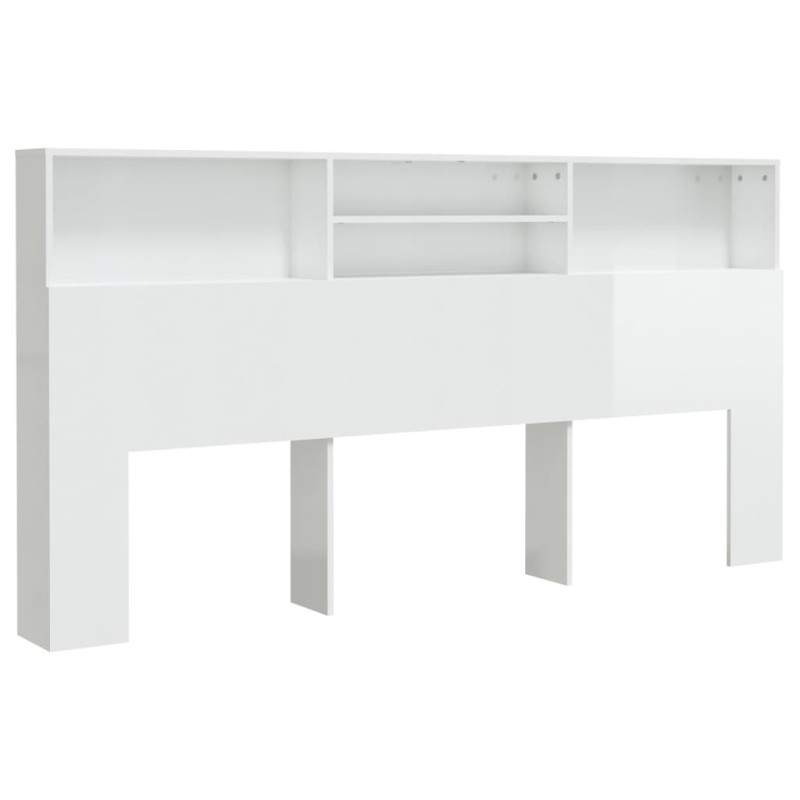 Armoire de tête de lit Blanc brillant 200x19x103,5 cm