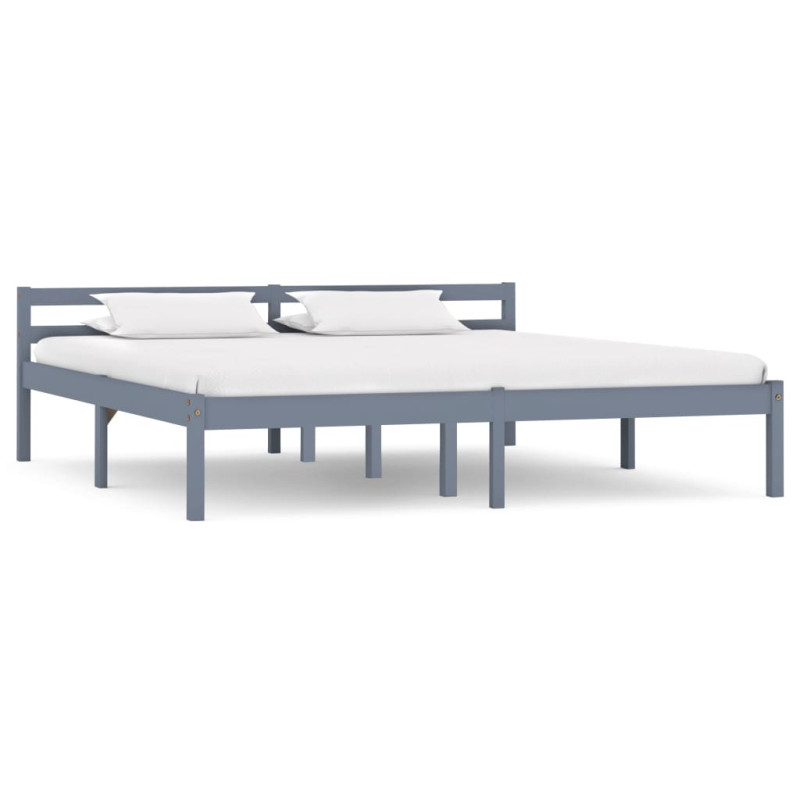 Cadre de lit sans matelas gris bois massif de pin 160x200 cm