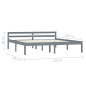 Cadre de lit sans matelas gris bois massif de pin 160x200 cm