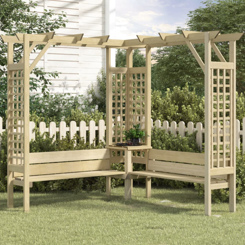 Pergola d angle avec banc Bois de pin imprégné