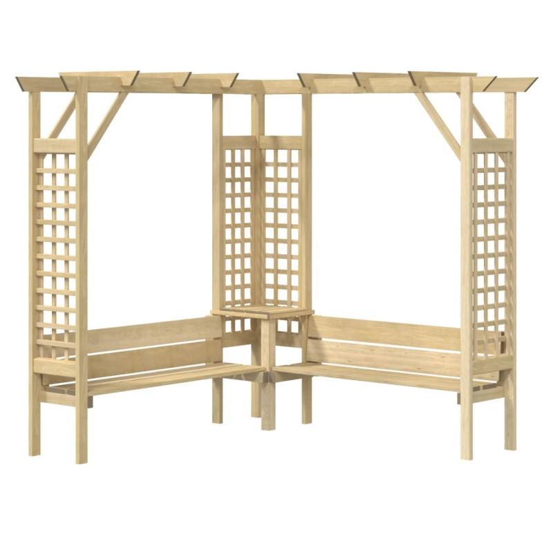 Pergola d angle avec banc Bois de pin imprégné