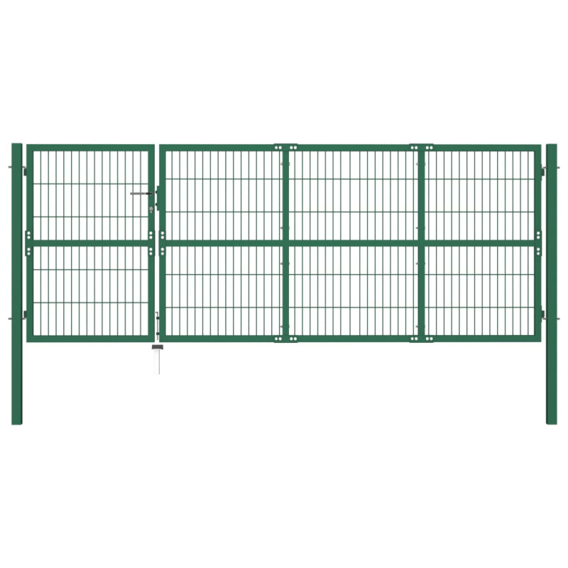 Portail de clôture de jardin avec poteaux 350x120 cm Acier Vert