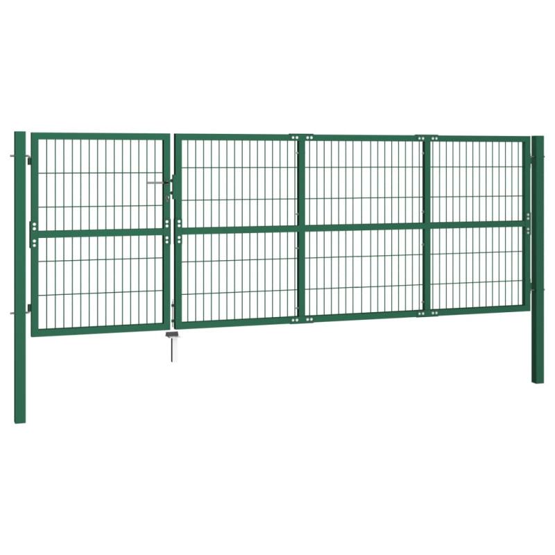 Portail de clôture de jardin avec poteaux 350x120 cm Acier Vert