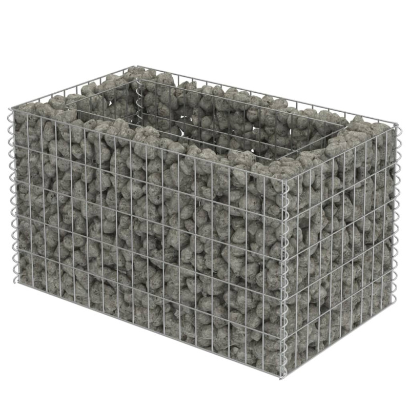 Lit surélevé à gabion Acier galvanisé 90x50x50 cm