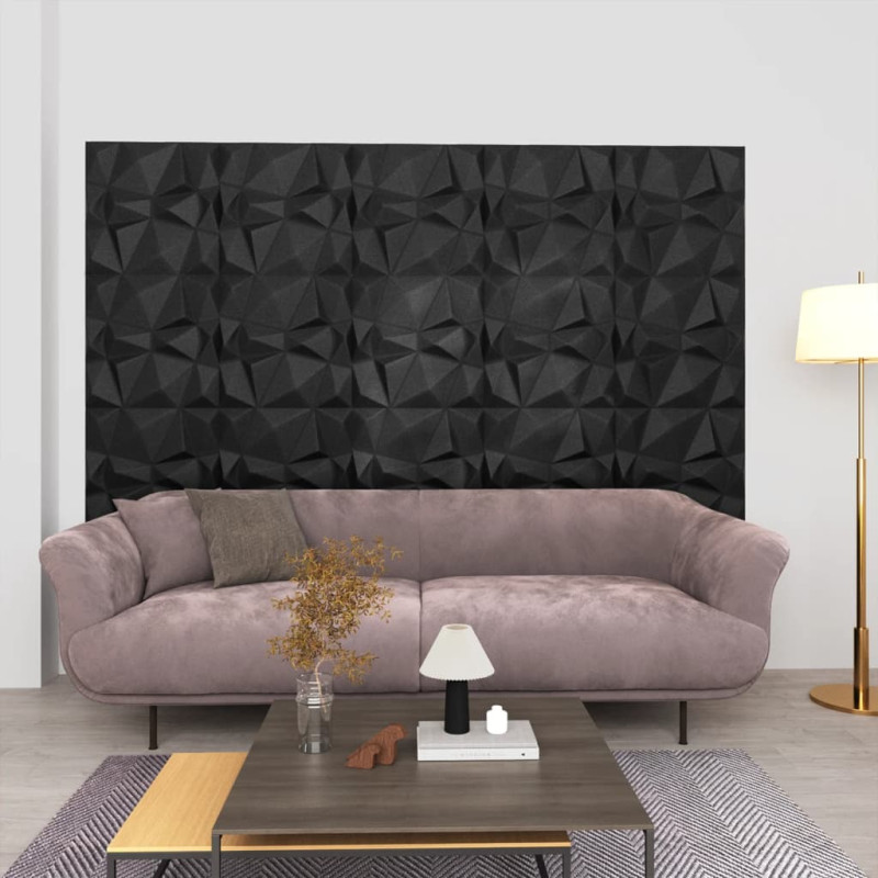 Panneaux muraux 3D 12 pcs 50x50 cm noir diamant 3 m²