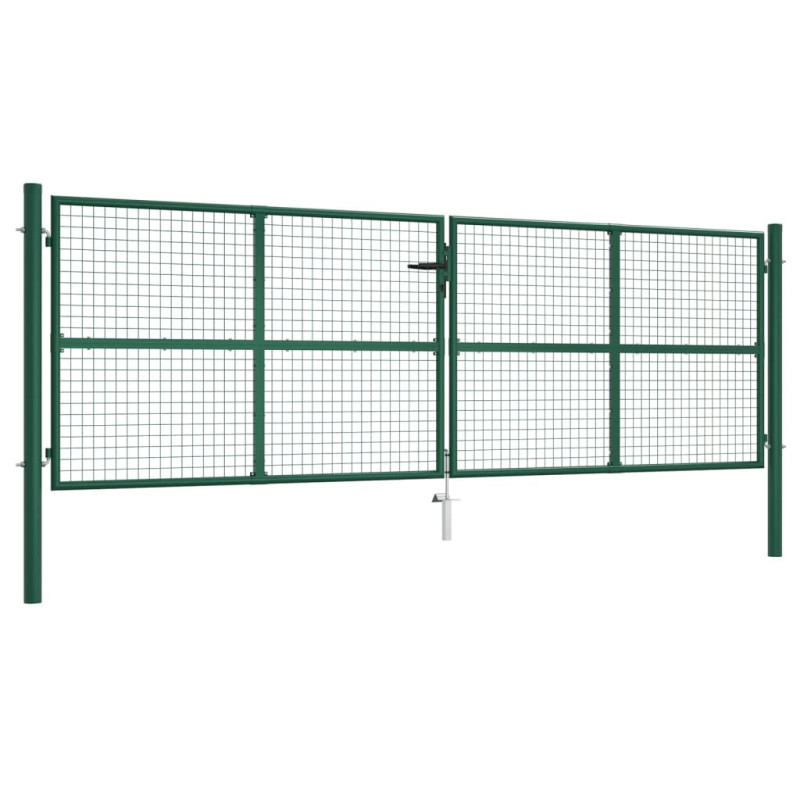 Portail en treillis de jardin acier 390x125 cm vert