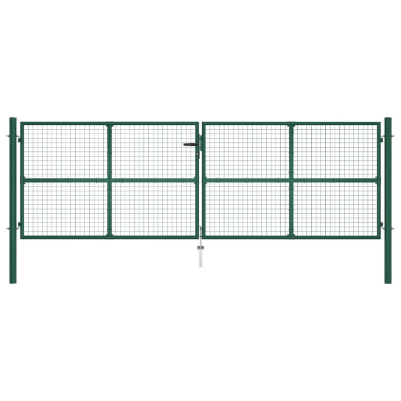 Portail en treillis de jardin acier 390x125 cm vert