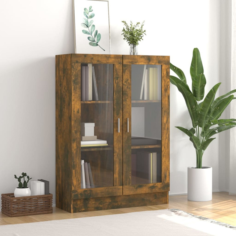 Armoire à vitrine Chêne fumé 82,5x30,5x115 cm Bois d ingénierie