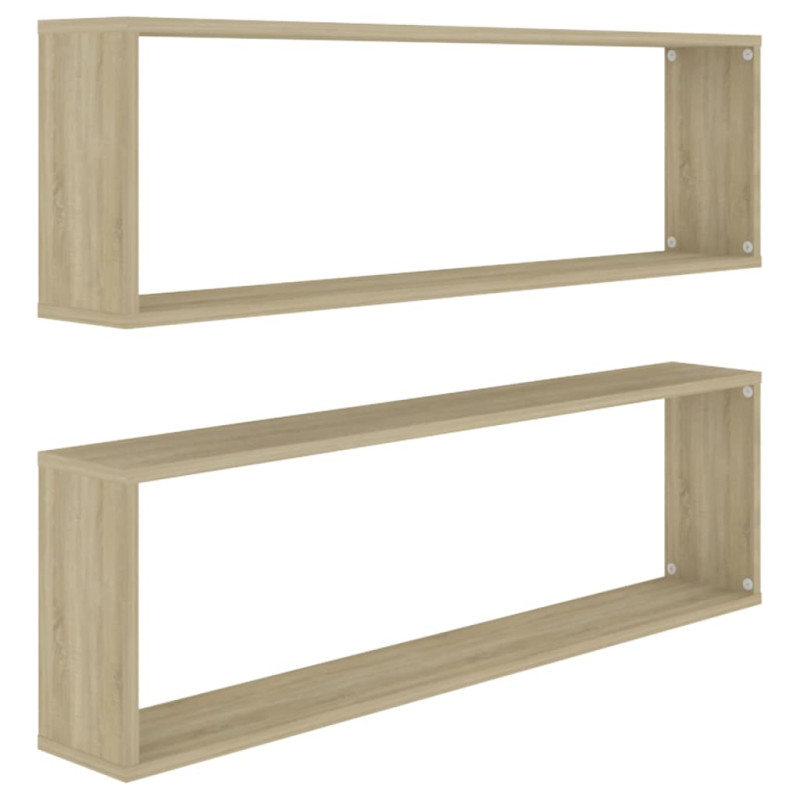 Étagères cube murales 2 pcs chêne sonoma bois d ingénierie