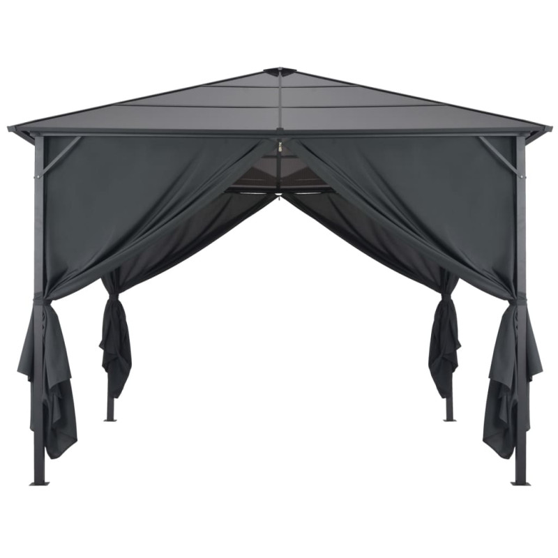 Tonnelle avec rideau Aluminium 3x3 m Noir