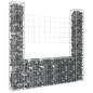 Panier de gabion en forme de U avec 2 poteaux Fer 140x20x150 cm