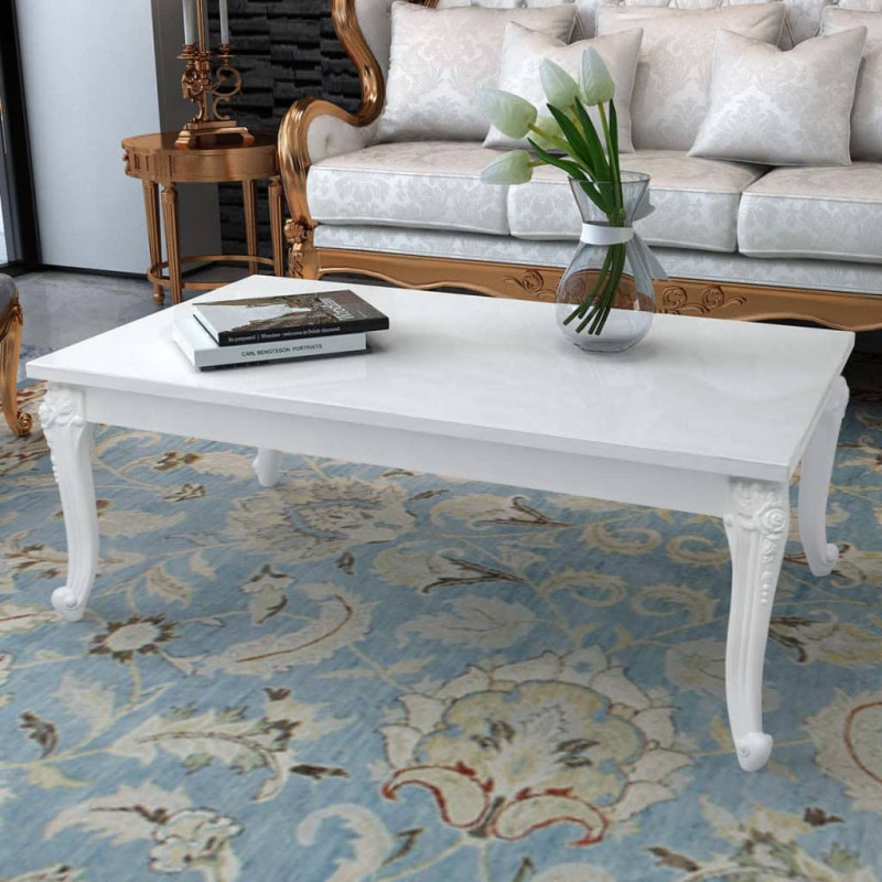 Table basse 115x65x42 cm Blanc brillant