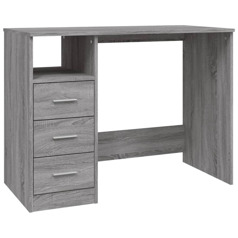 Bureau avec tiroirs Sonoma gris 102x50x76 cm Bois d ingénierie