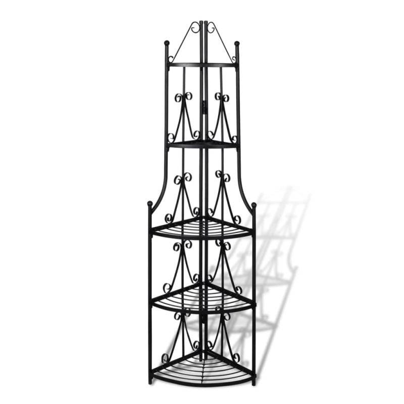 Étagère d’angle pour plantes en noir