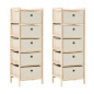 Étagères de rangement avec 5 paniers en tissu 2 pcs beige cèdre