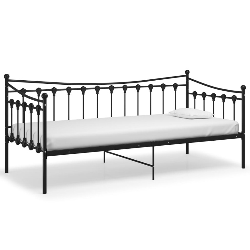 Cadre de canapé lit sans matelas noir métal 90x200 cm