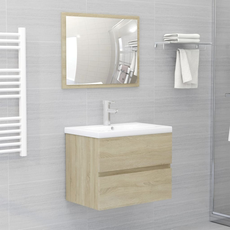 Ensemble de meubles de bain chêne sonoma bois d ingénierie