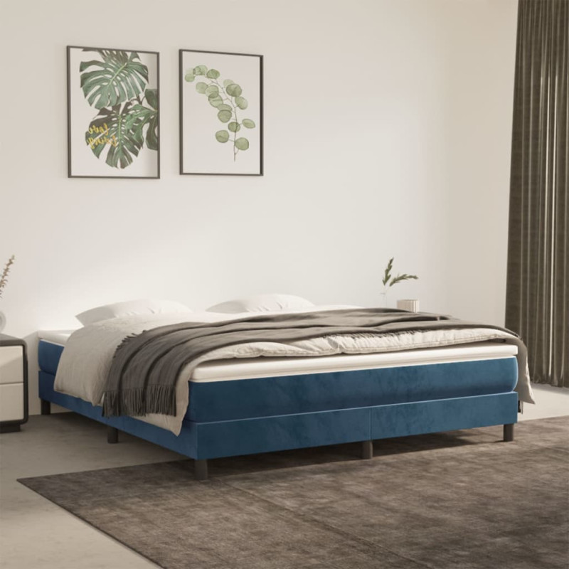 Cadre de lit sans matelas bleu foncé 160x200 cm velours