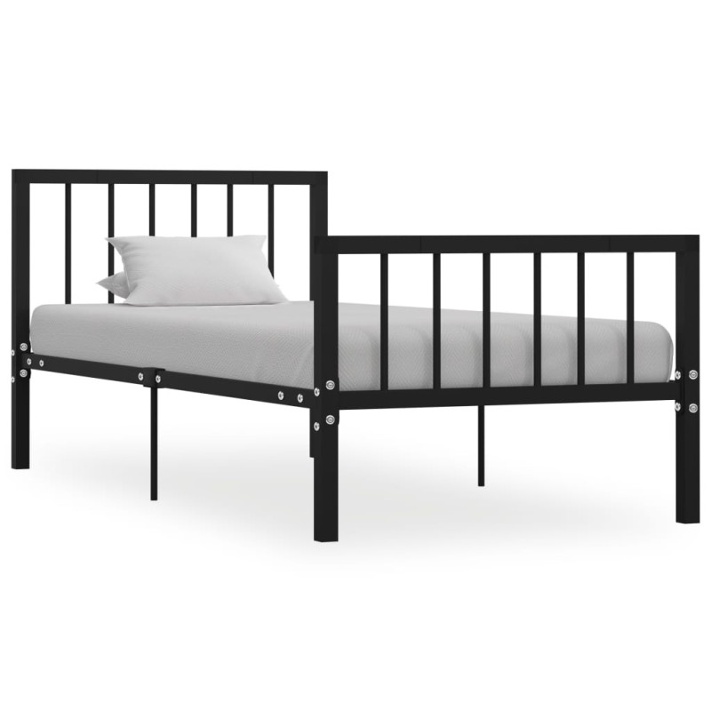 Cadre de lit sans matelas noir métal 90x200 cm