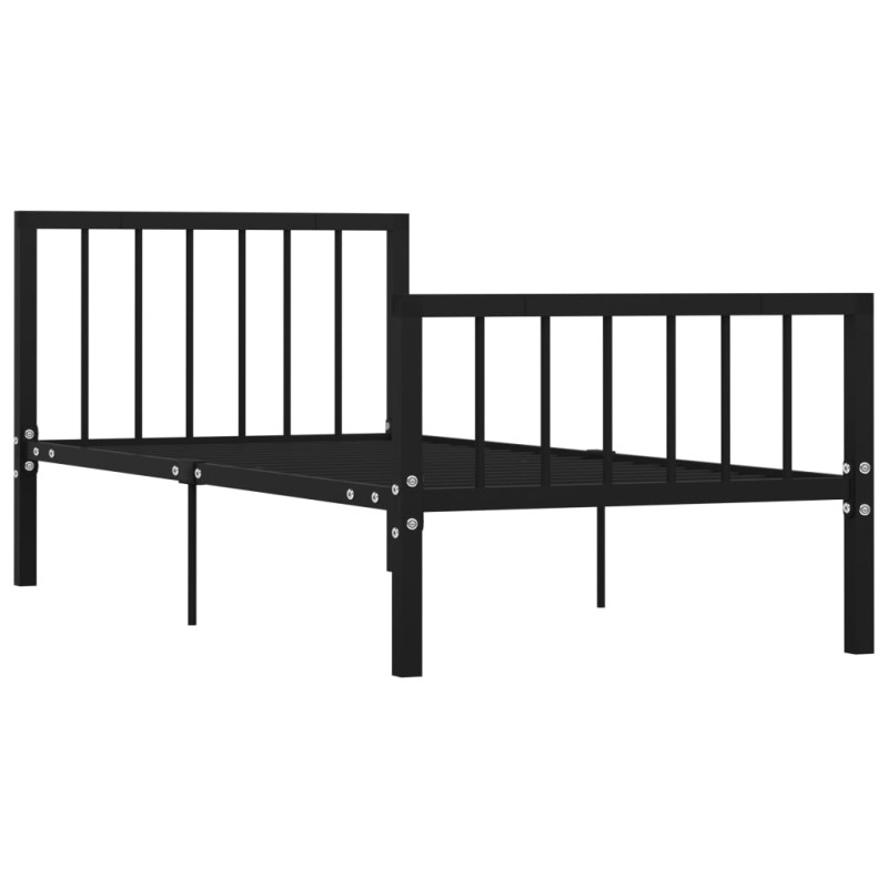 Cadre de lit sans matelas noir métal 90x200 cm