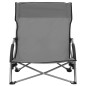 Chaises de plage pliables lot de 2 Gris Tissu