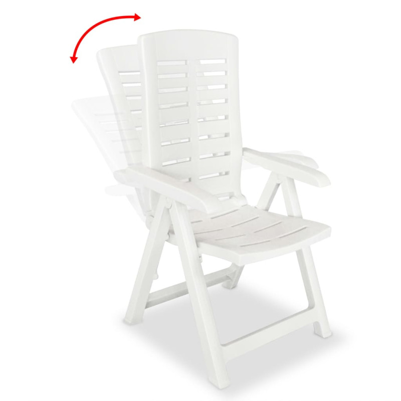 lot de 2 Chaises inclinables de jardin Plastique Blanc