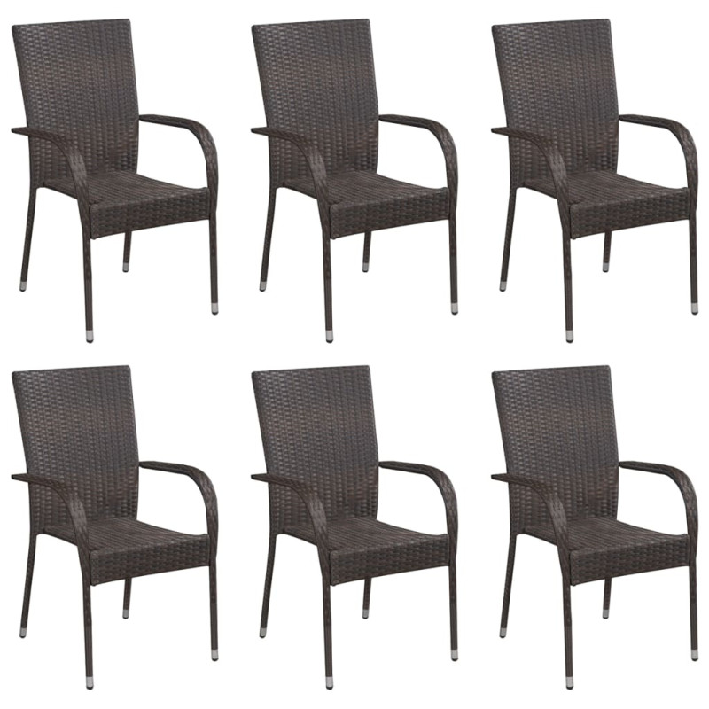 Chaises empilables d extérieur lot de 6 Résine tressée Marron